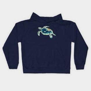 Underwater world inside a turtle shape Kids Hoodie